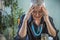 Elderly woman extreme head pain
