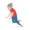 Elderly Woman Falling Down, Retired Female Person Falling Ahead, Accident, Pain and Injury Cartoon Style Vector