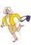 An elderly woman with gray hair who went shopping tripped over a stone and almost fell.