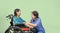 Elderly woman happiness talking with caregiver