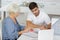 Elderly woman in health clinic