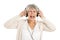 Elderly woman listen music
