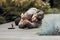 elderly woman lying on the floor and waiting for help after heart attack