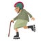 Elderly woman on roller skates