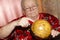 Elderly woman and terrestrial globe