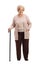 Elderly woman with a walking cane smiling