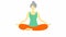 Elderly woman with white hair is doing yoga. Dama sitting in lotus position, soars in the air and meditates.