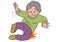 An elderly woman who falls and hits her buttocks