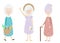 Elderly women. Happy old lady. Cartoon senior female. Grandmother shopping, standing. Retired activity Isolated clip art