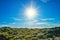 Eldhraun lava field and blue sky background, Iceland