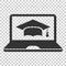 Elearning education icon in flat style. Study vector illustration on isolated background. Laptop computer online training