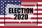 Election, 2020 concept. The American flag and moving text - ELECTION 2020. With a double exposure of a map of the United States on
