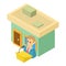 Election campaign icon isometric vector. Election candidate behind the rostrum