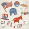 Election hand drawn vector icons