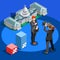 Election News Infographic Capitol Dome Vector Isometric People