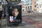 Election poster of Thierry Baudet of Forum for Democracy in advertising column at tram stop