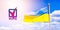 Election of the President of Ukraine. Voting. The symbol of choice. Politics. Democracy. Ukrainian flag against a blue cloudy sky