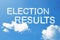 Election results cloud word on sky.