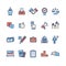 Election Signs Color Thin Line Icon Set. Vector