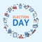 Election Signs Round Design Template Thin Line Icon Concept. Vector