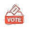 Election voter box icon in comic style. Ballot suggestion vector cartoon illustration pictogram splash effect