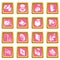 Election voting icons set pink square vector