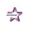 Election voting poster. Start of Political election campaign. Logo with american flag colors and symbols. Stylized star