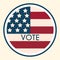 Election Voting Sticker and Badge. American Flag\'s Symbolic Elem