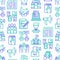 Election and votings seamless pattern with thin line icons: voters, ballot box, inauguration, corruption, debate, president,