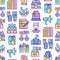 Election and votings seamless pattern with thin line icons: voters, ballot box, inauguration, corruption, debate, president,