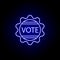 Elections badge icon in neon style. Signs and symbols can be used for web, logo, mobile app, UI, UX