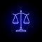 Elections balance Libra icon in neon style. Signs and symbols can be used for web, logo, mobile app, UI, UX