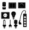 Electric accessories silhouette icons vector