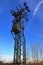 Electric antenna and communication transmitter tower in a german landscape