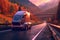 electric autonomous truck transporting goods on highway