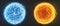 Electric balls, blue and orange plasma spheres