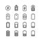 Electric battery, phone charging thin line vector icons