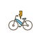 Electric bicycle color line icon. City transport rental. Pictogram for web, mobile app, promo. UI UX design element. Editable