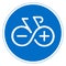 Electric bike e-bike icon with positive and negative terminal signs on blue road sign background Modern picture of modern ecologic