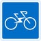 Electric bike icon with lightning bolt sign on blue road sign background Modern ecological way of transportation and healthy lifes