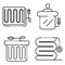 Electric blanket icons set, outline style