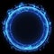An electric blue circle of fire in space, surrounded by darkness