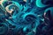 Electric Blue and Turquoise Swirls in a Dynamic Composition