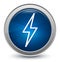 Electric bolt icon starburst shiny blue round button illustration design concept