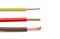 Electric cable with different copper core colors insulator on a white background