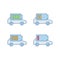 Electric car battery charging color icons set