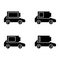 Electric car battery charging glyph icons set