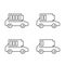 Electric car battery charging linear icons set