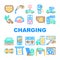 electric car charging icons set vector