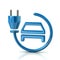 Electric car charging parking blue icon